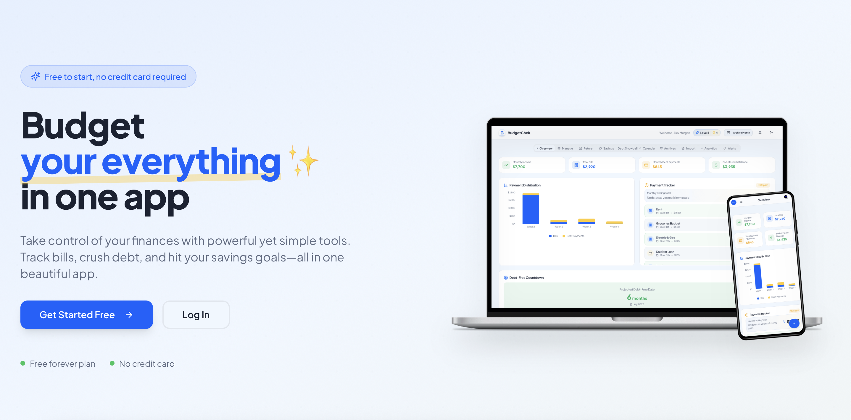 BudgetChek Application Dashboard